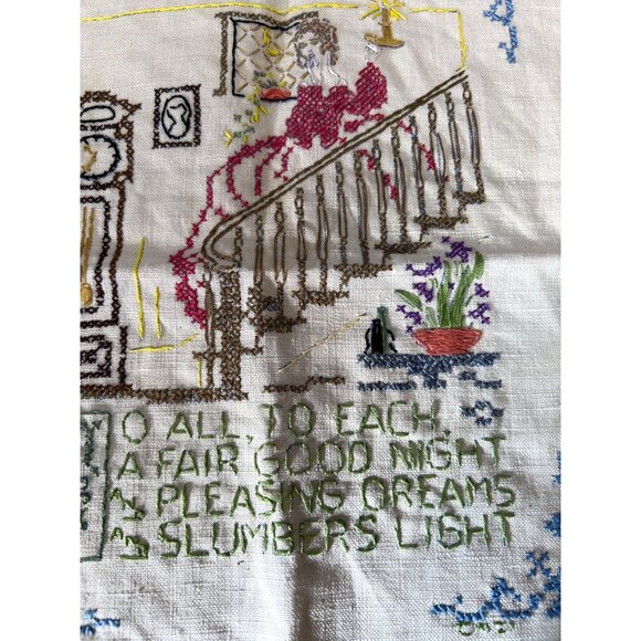 Vintage 1920's Finished Handmade Embroidered Pleasing Dreams - Picture 2 of 4
